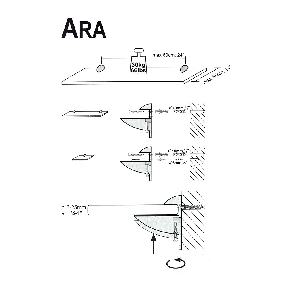Ara Anthracite Clip Brackets (Pair)