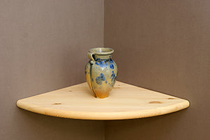 European Made Corner Floating Shelf Raw Pine 400x400x22mm