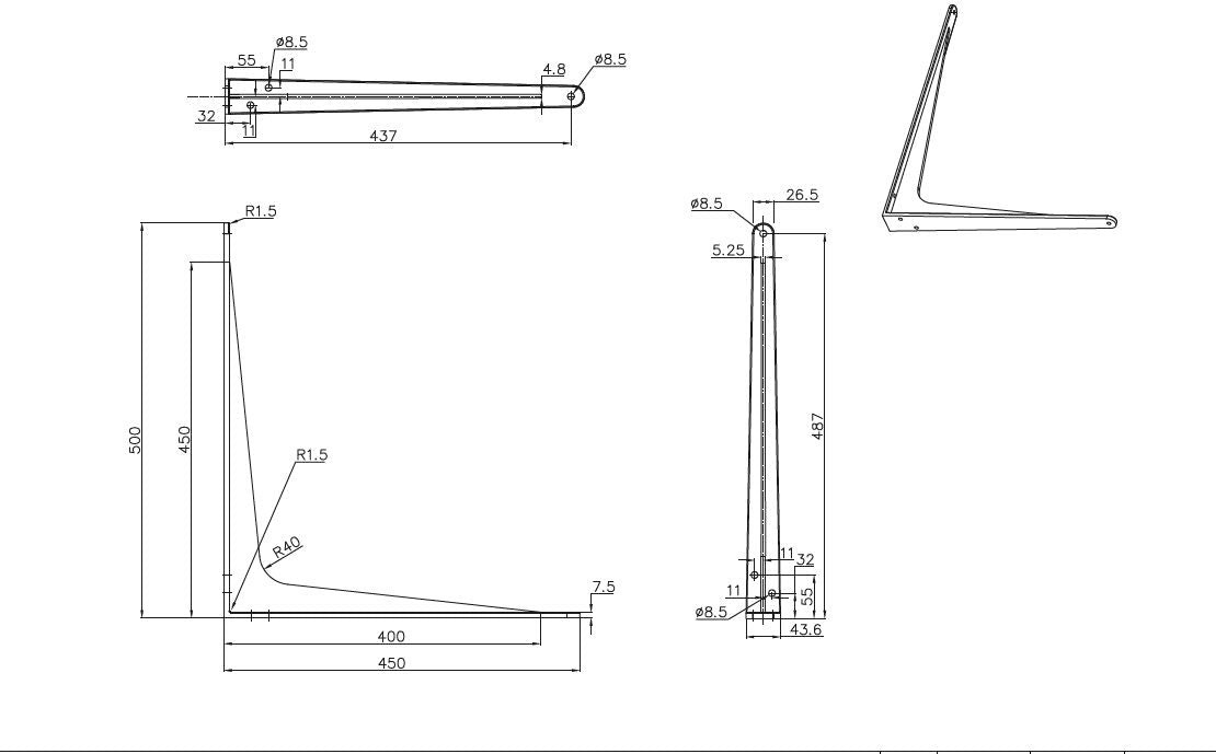 Big Strong Shelf Bracket Matte Black 500x450mm