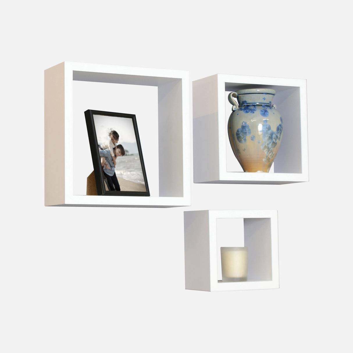 White Trikube Set Of 3 Cubes