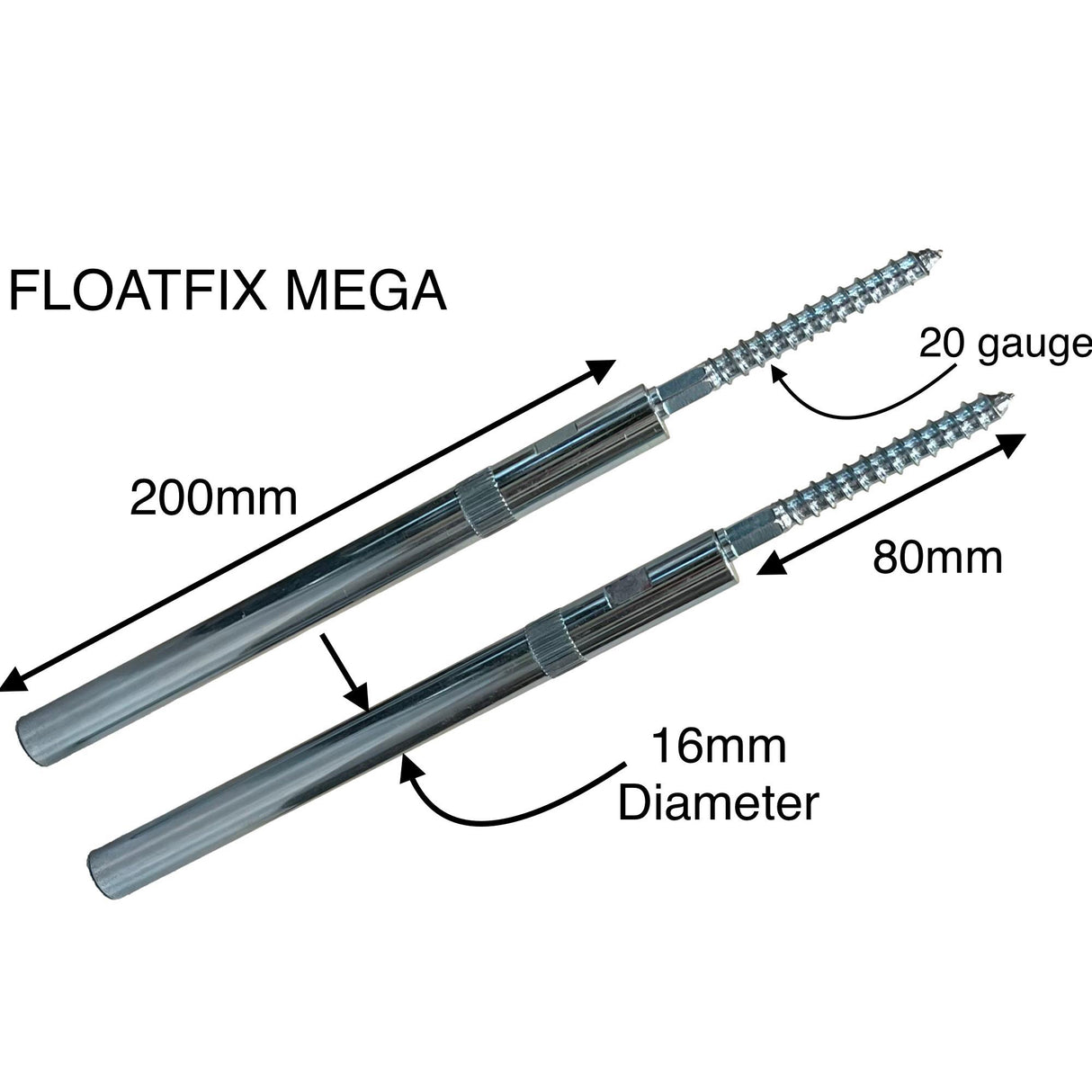 Floatfix MEGA Floating Shelf Bracket Steel 200x16mm (Pair)