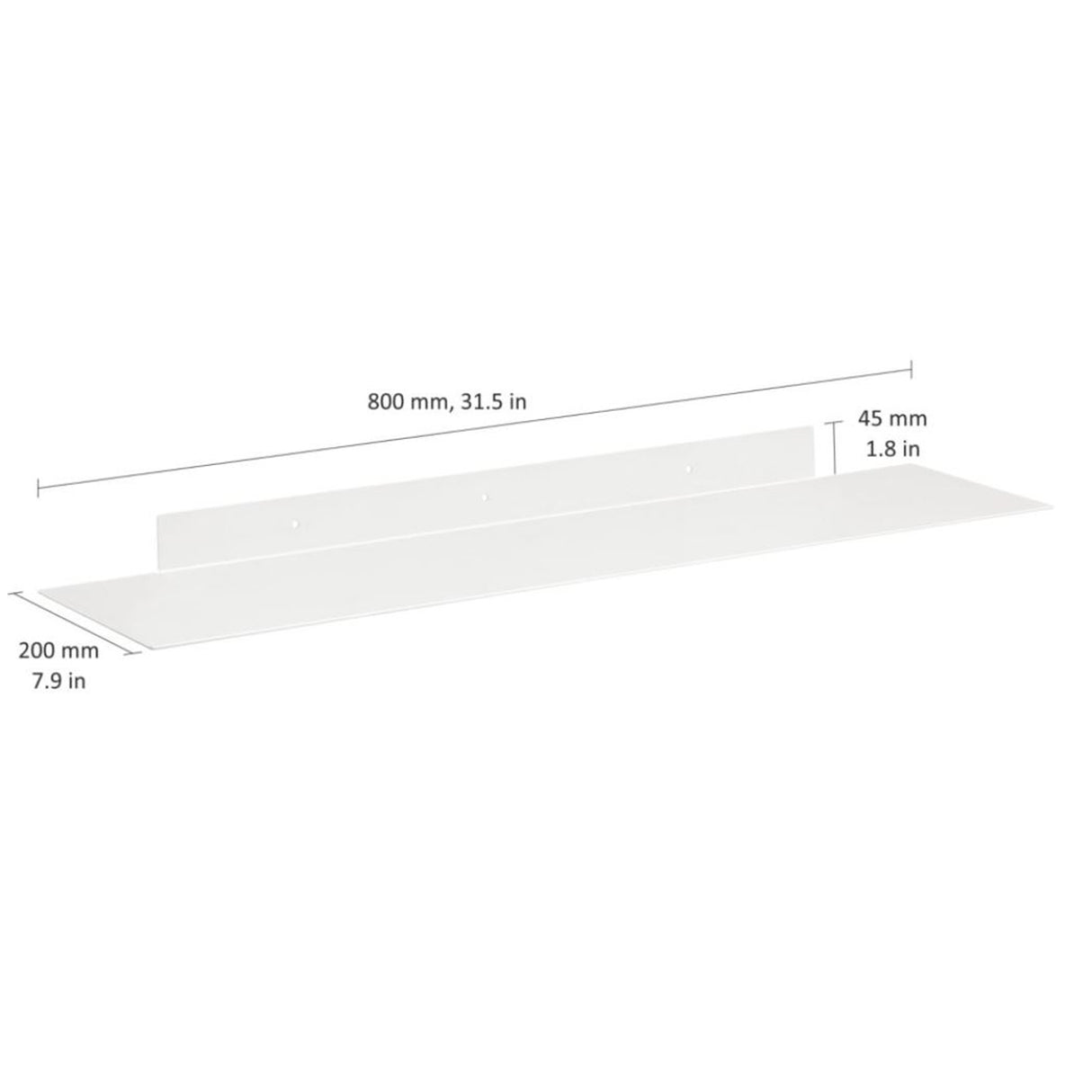 Katana Steel Floating Shelf White 800x200mm