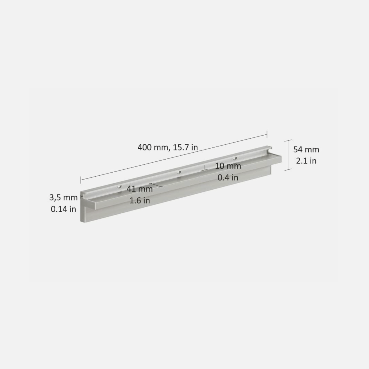 Glass Shelf Slot Bracket 400x10mm