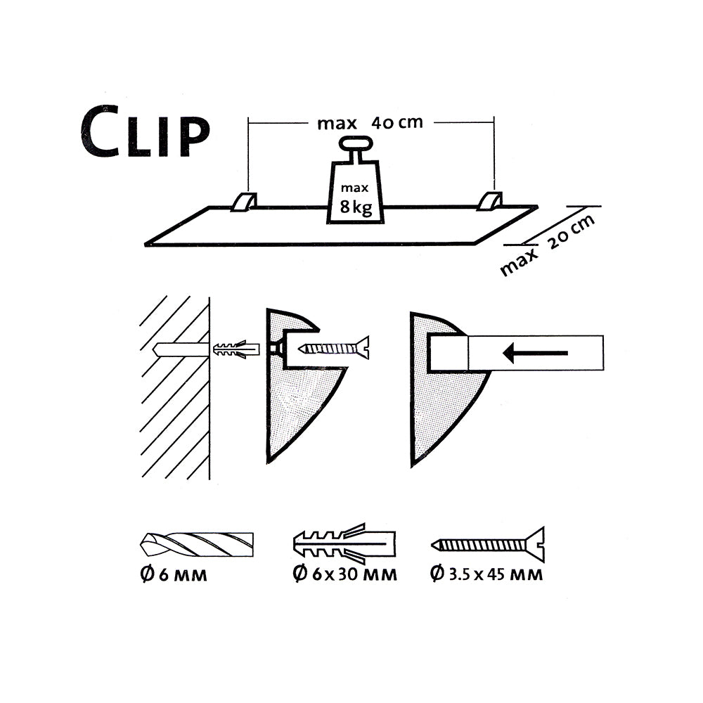 White Shelf Clips 8mm (Pair)