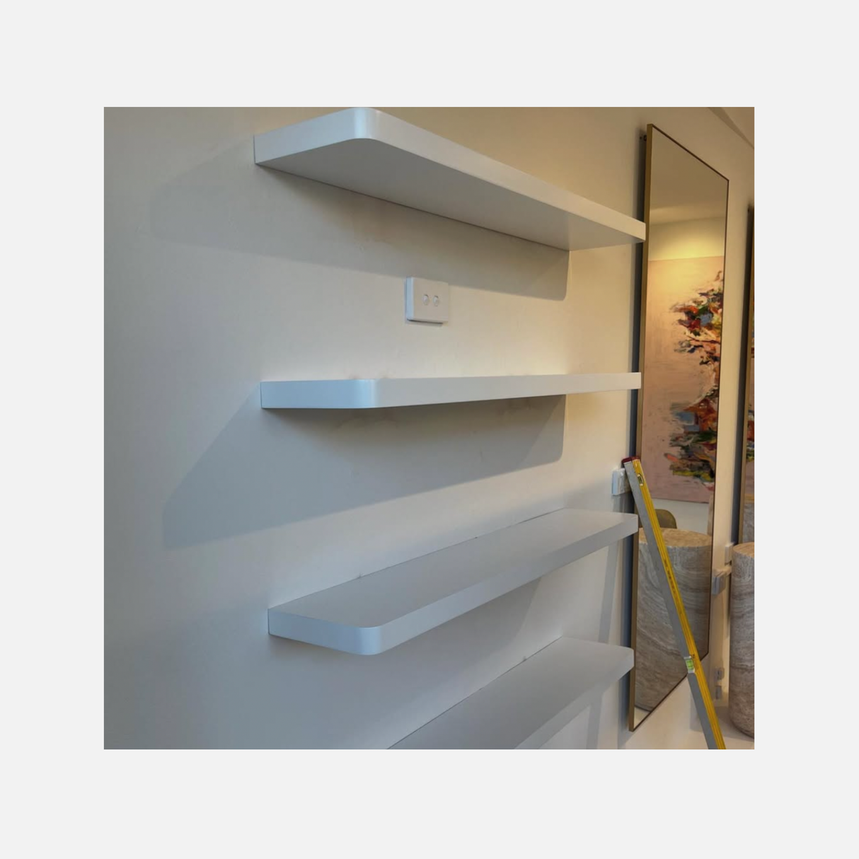Rounded Corners Floating Shelf Matte White 600x200x38mm