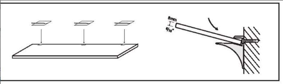 8mm Glass Shelf Slot Bracket 600mm