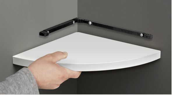Floating Corner Shelf White 300x300x22mm