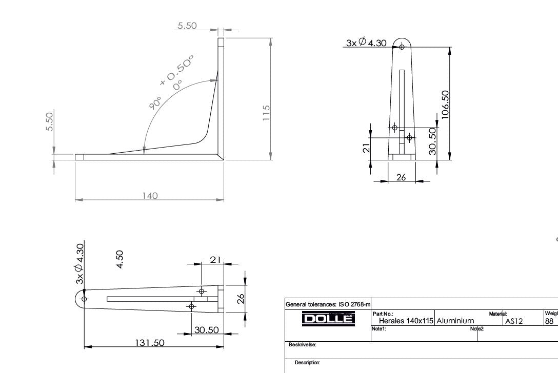 Strong Shelf Bracket Matte Black 140x115mm