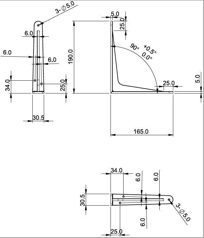 Strong Shelf Bracket Matte White 190x165mm
