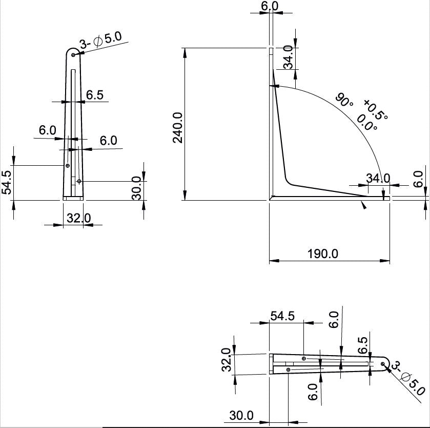 Strong Shelf Bracket Gold 240x190mm