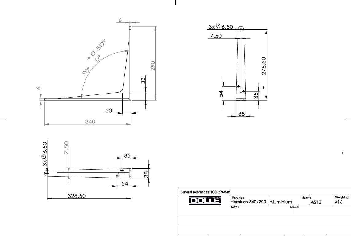 Strong Shelf Bracket Matte Black 340x290mm