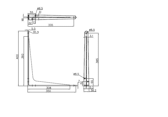 Strong Shelf Bracket Silver 400x350mm