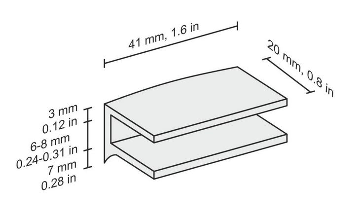 Glass Kit Flac Stainless Brackets 800x120x8mm