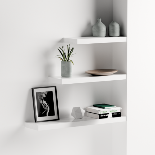 Floating Shelves Gloss White 600x250x50mm, 900x250x50mm, 1200x250x50mm (Triple Deal)