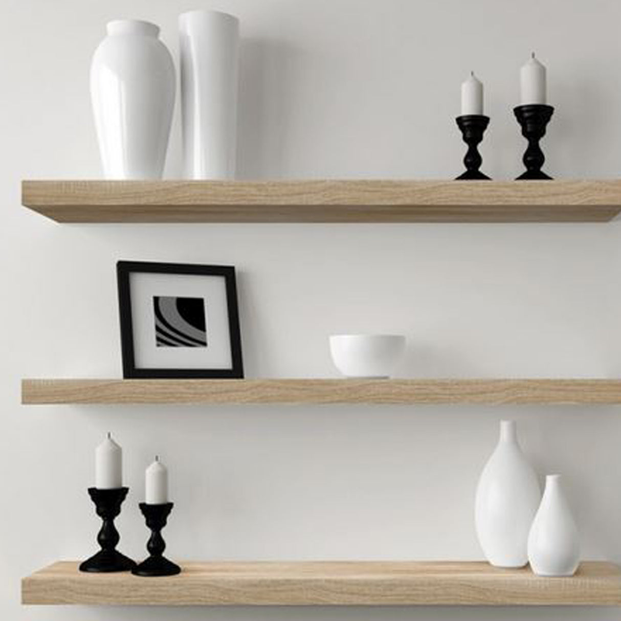 Floating Shelf Oak Veneer 1150x250x50mm