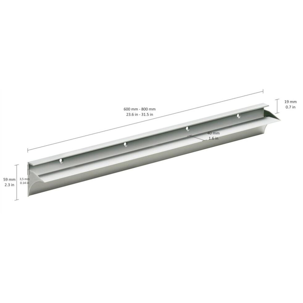 19mm Shelf Slot Bracket 600mm