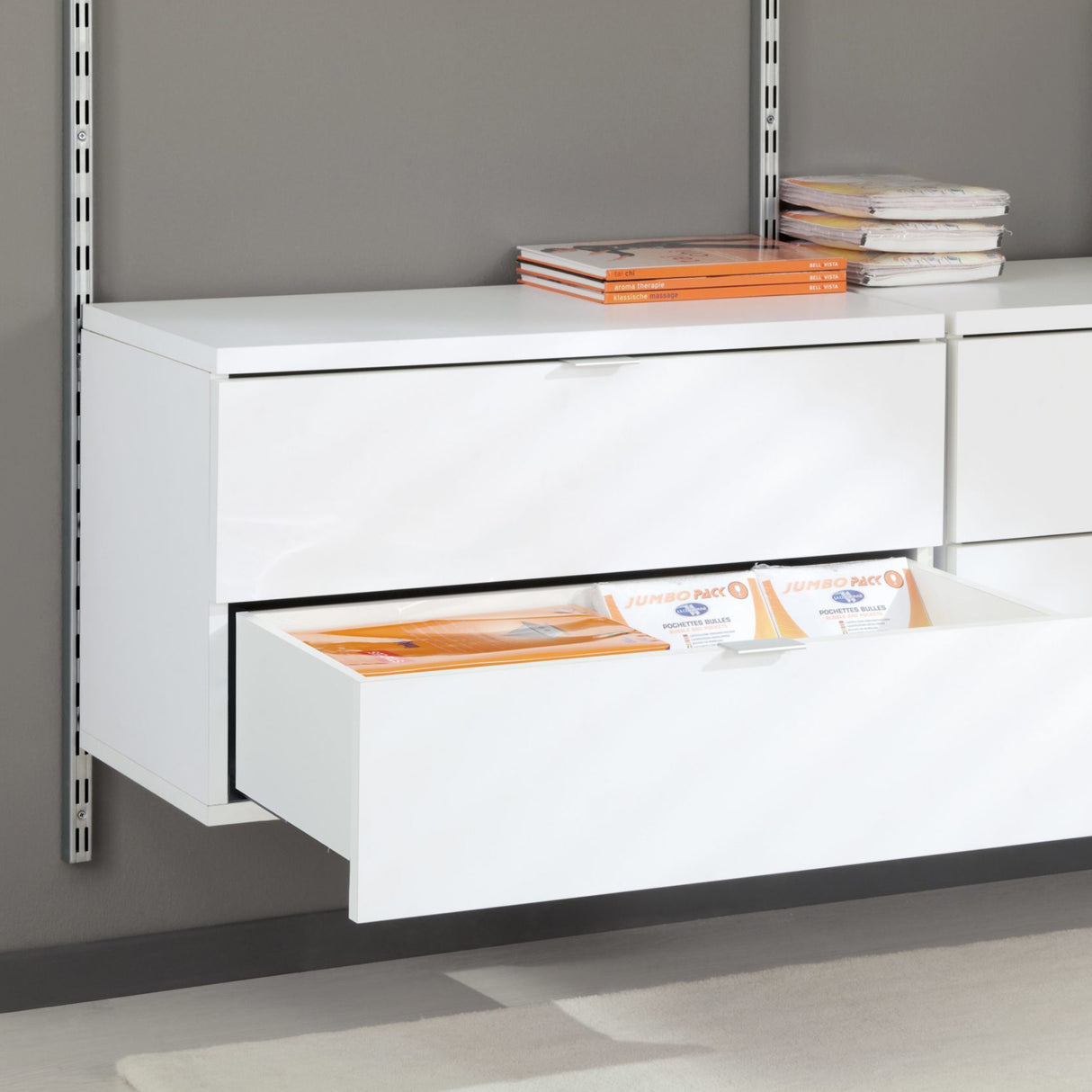 European Made 2 Drawer Shelf Kit White 800x400x450mm