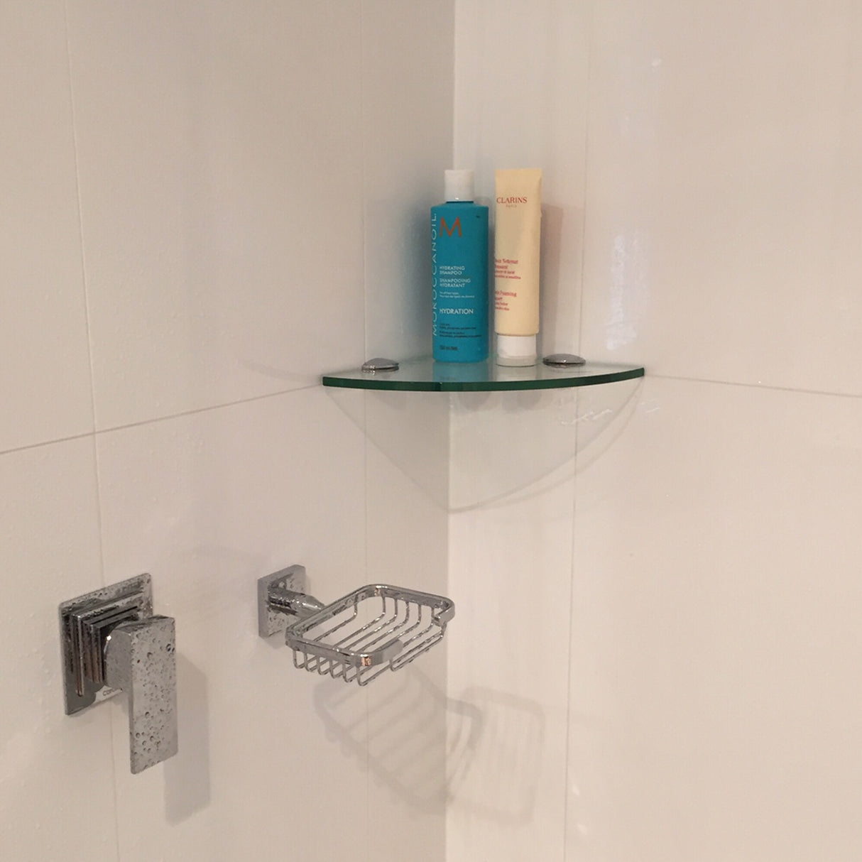 Clear Glass Corner Shelf Kit 200x200x8mm