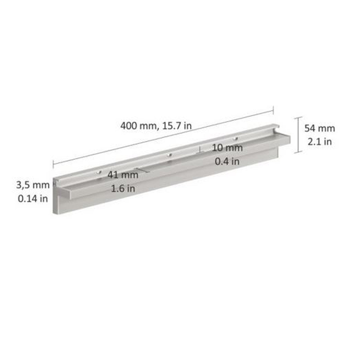 Glass Shelf Slot Bracket 400x10mm