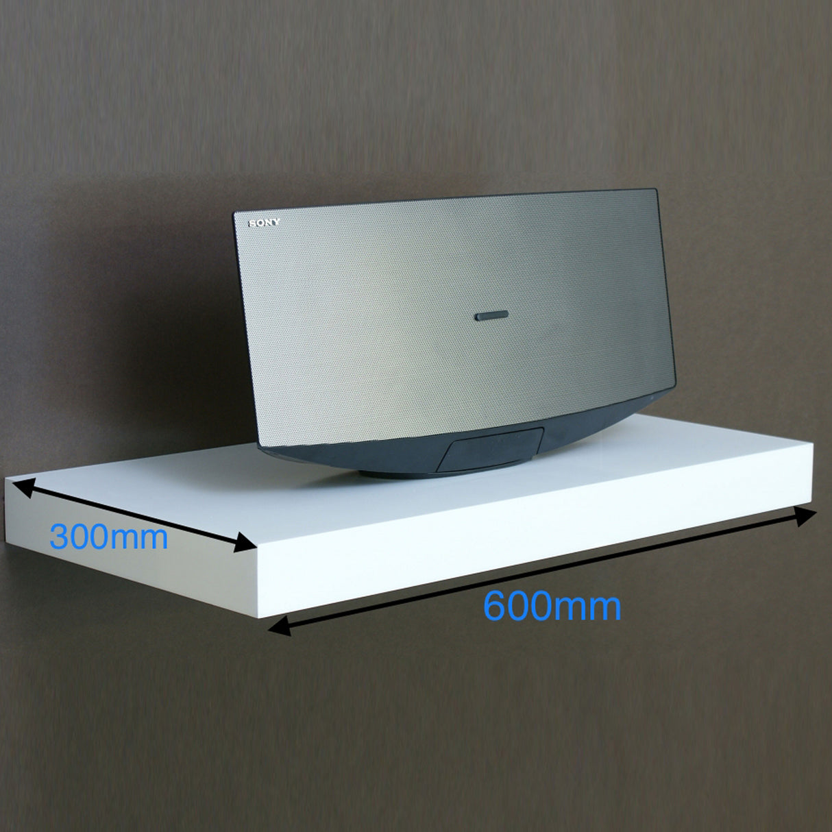 Floating Shelf Gloss White 600x300x50mm