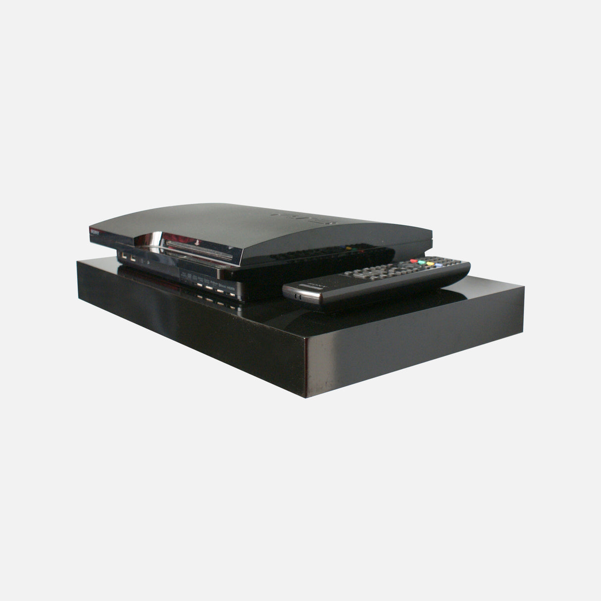 Gloss Black Media Floating Shelf Kit 450x300x50mm