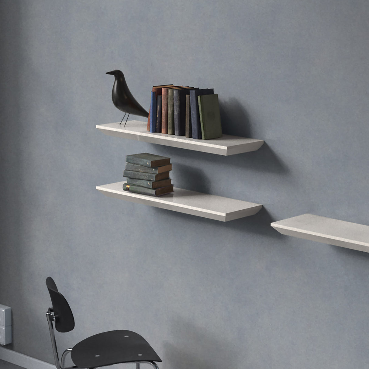 Beveled Edge Floating Shelf Matte White 600x250x38mm (Triple Deal)