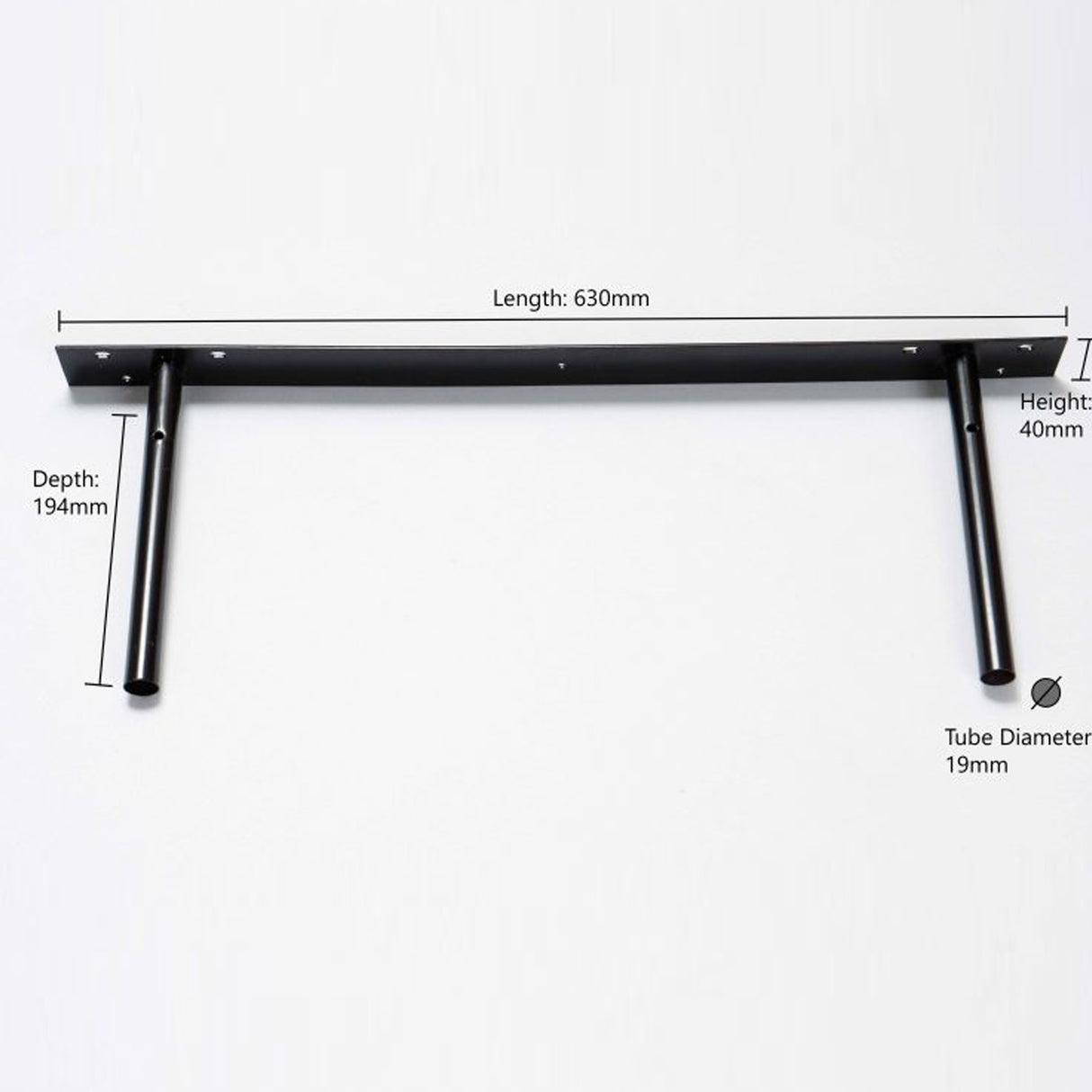 Floating Shelf Kit Gloss Black 1200x300x50mm