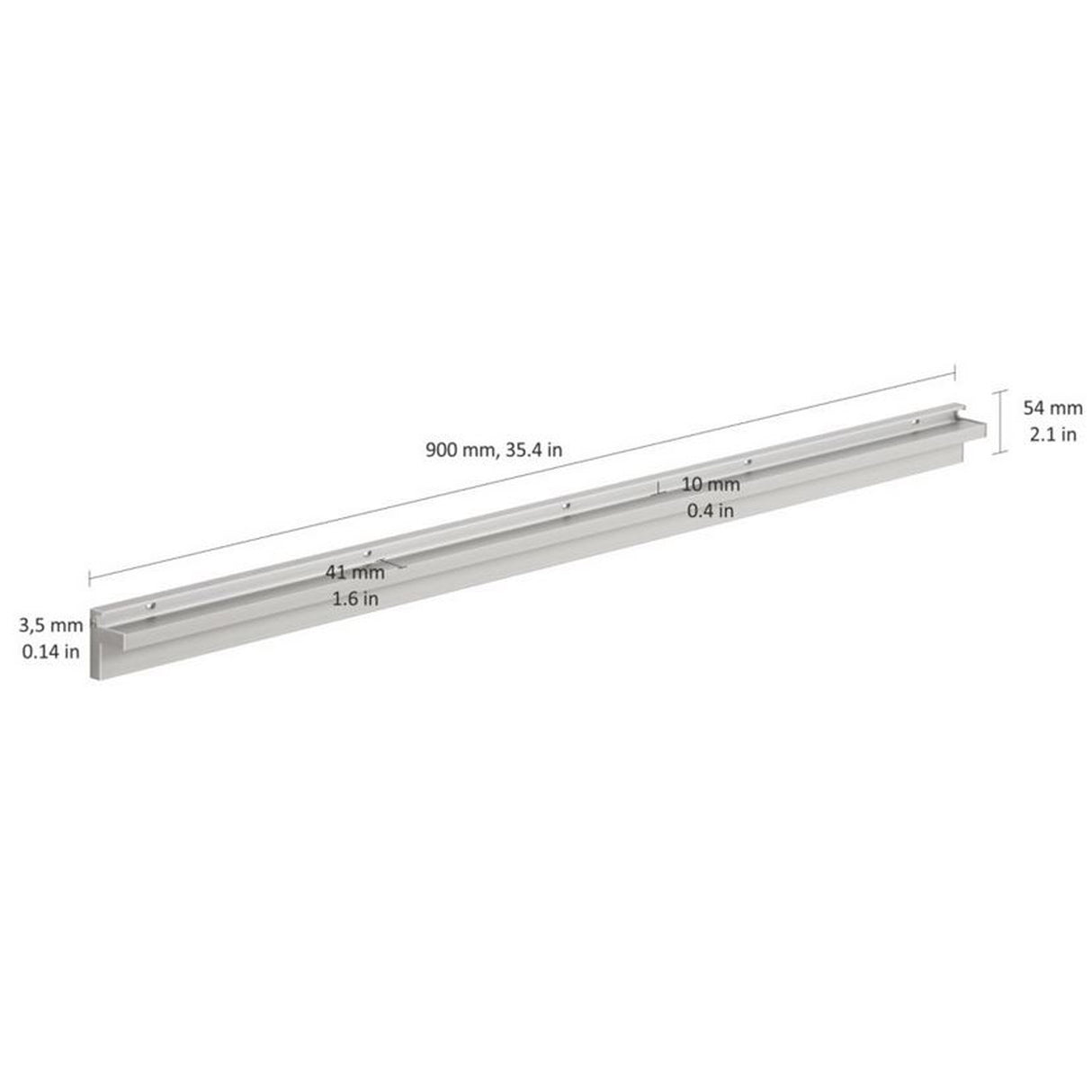 Glass Shelf Slot Bracket 900x10mm