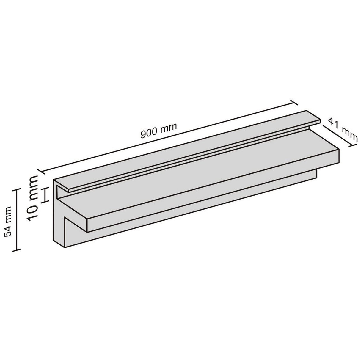 Glass Shelf Slot Bracket 900x10mm