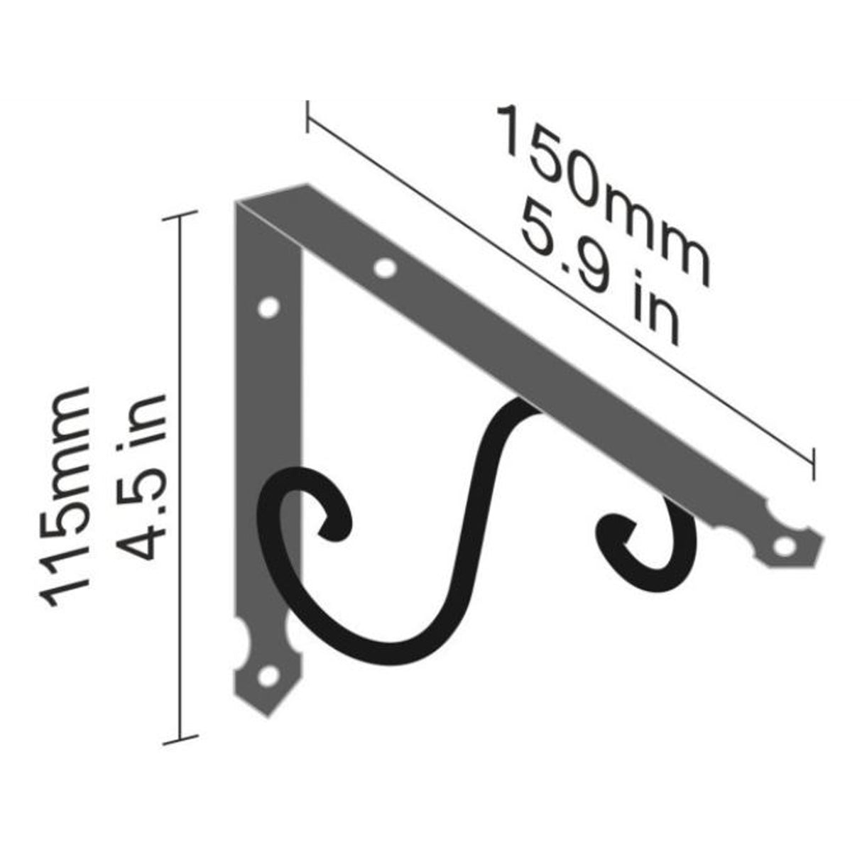 Ornamental Bracket Wrought Iron 155x115mm