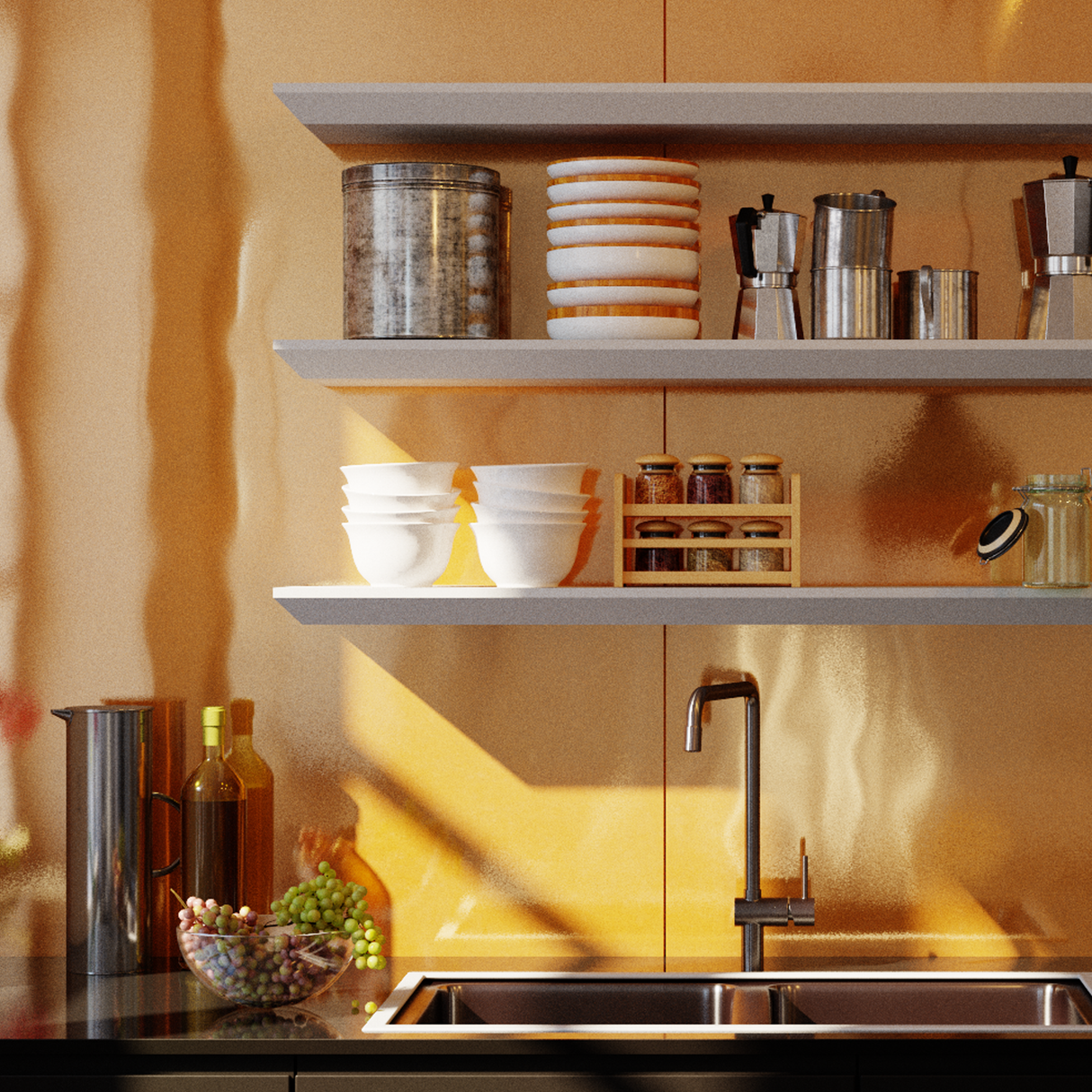 Beveled Edge Floating Shelf Matte White 1200x250x38mm (Triple Deal)