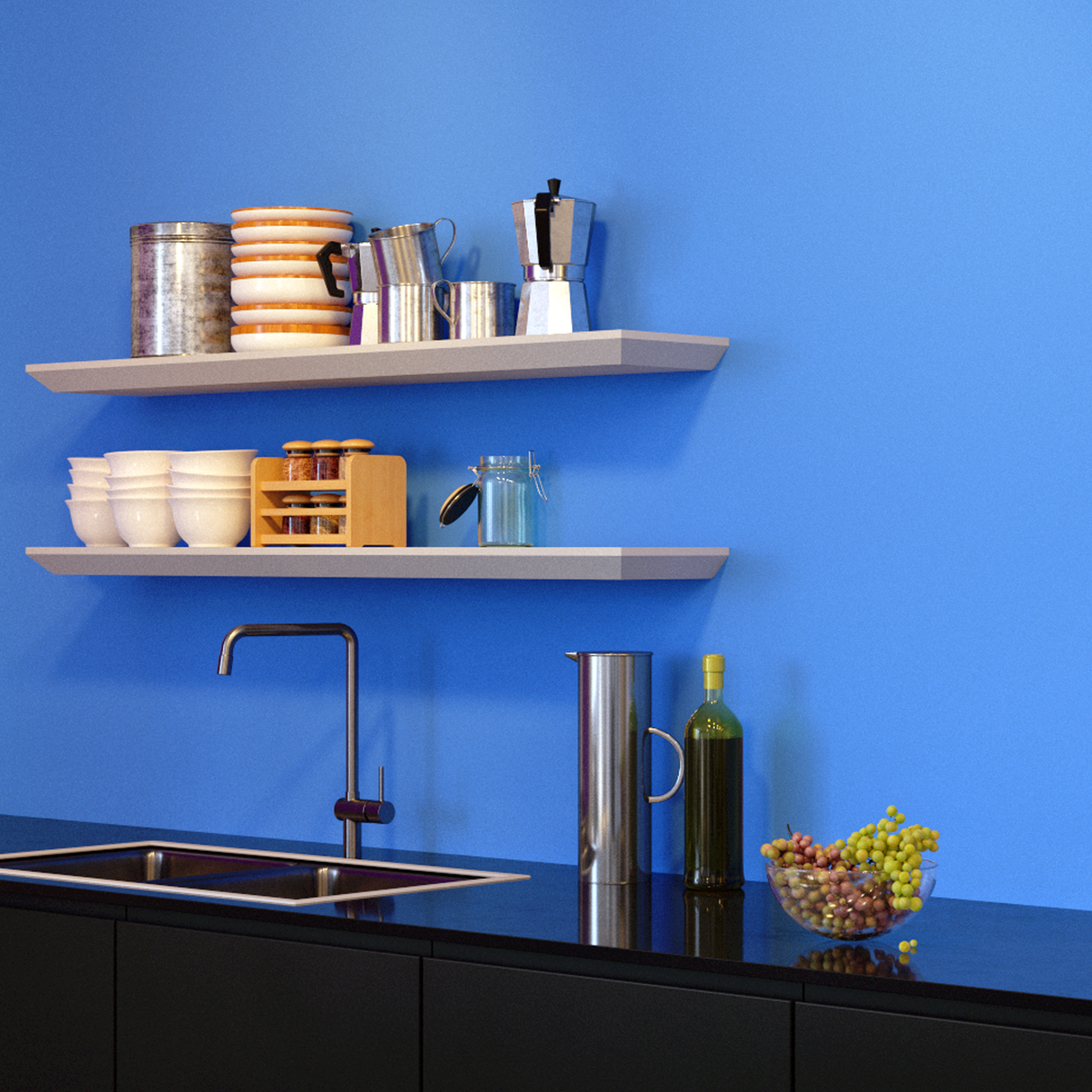 Beveled Edge Floating Shelf Matte White 1200x250x38mm (Double Deal)