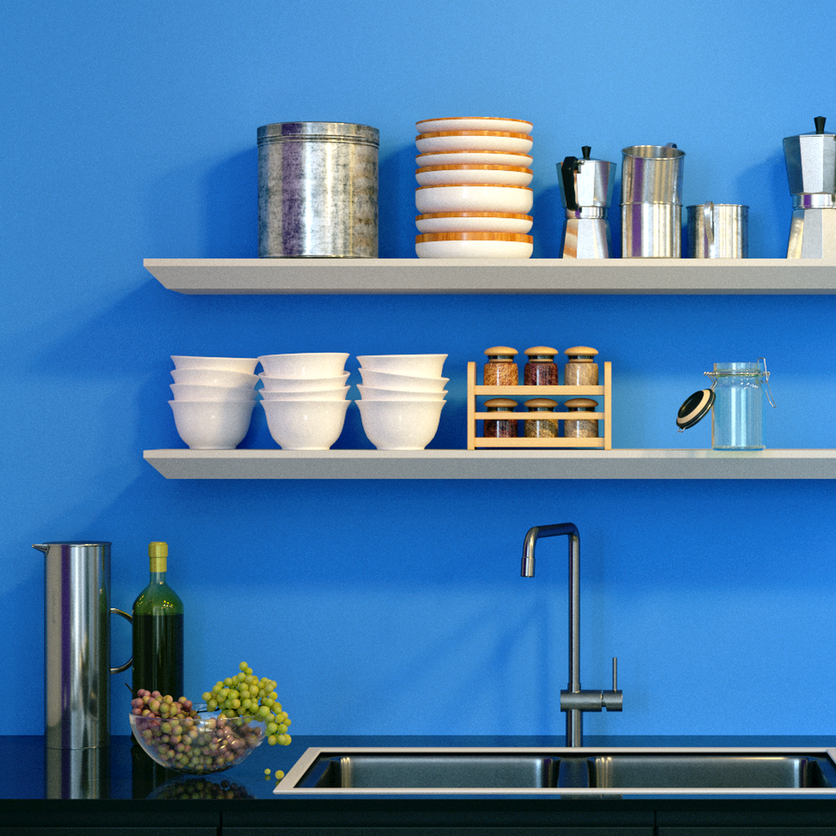 Beveled Edge Floating Shelf Matte White 1200x250x38mm (Double Deal)