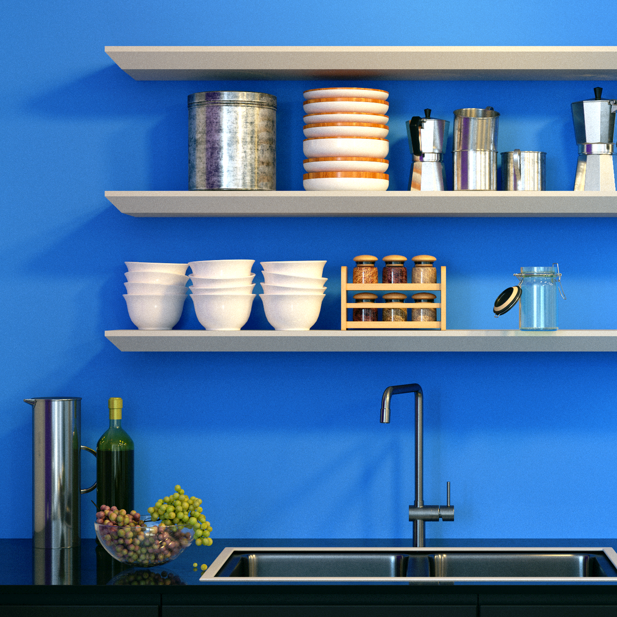 Beveled Edge Floating Shelf Matte White 1200x250x38mm (Triple Deal)