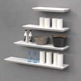 Beveled Edge Floating Shelf Matte White 4 Sizes (Quad Deal)