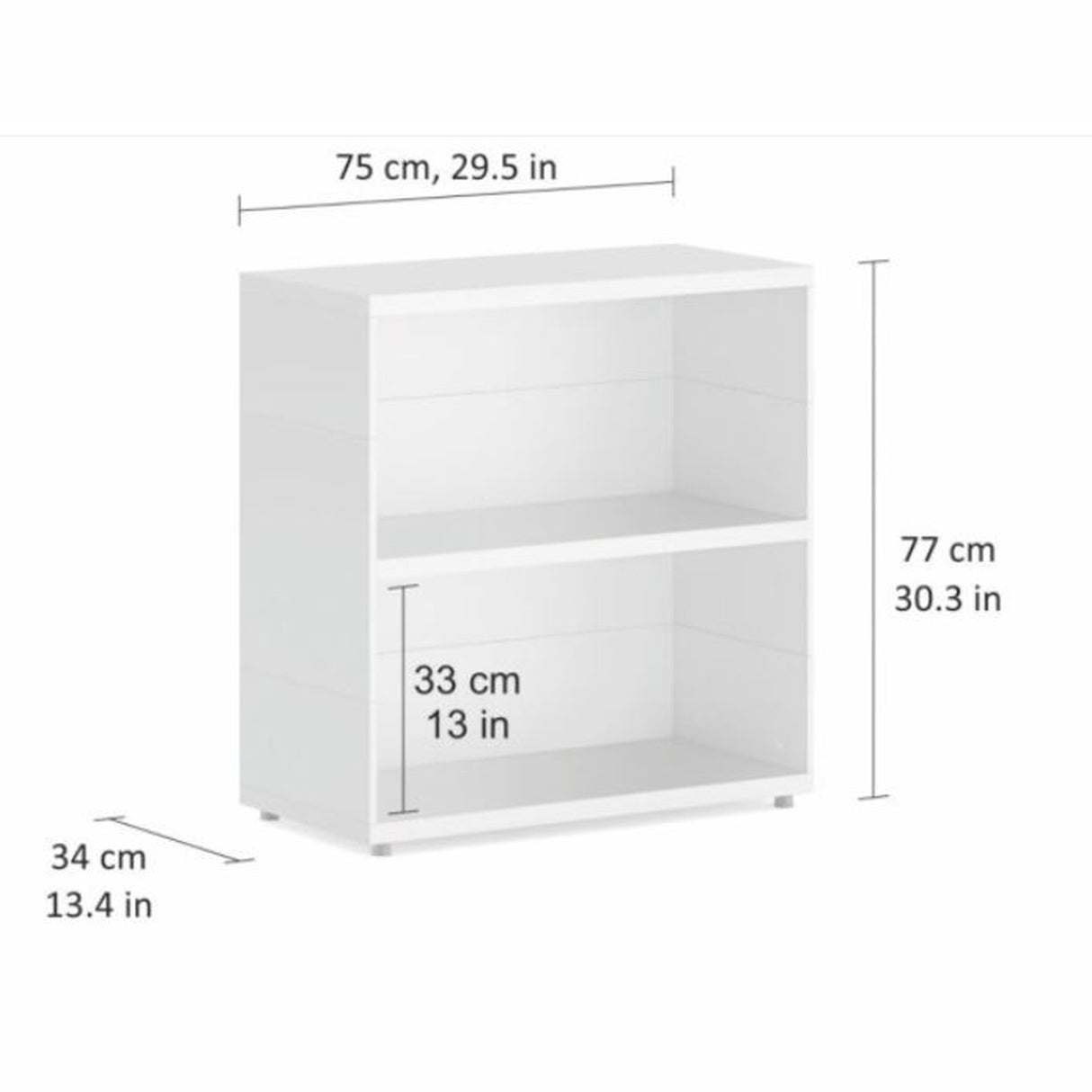 European Made Case Bookcase 1x2 Maxi White