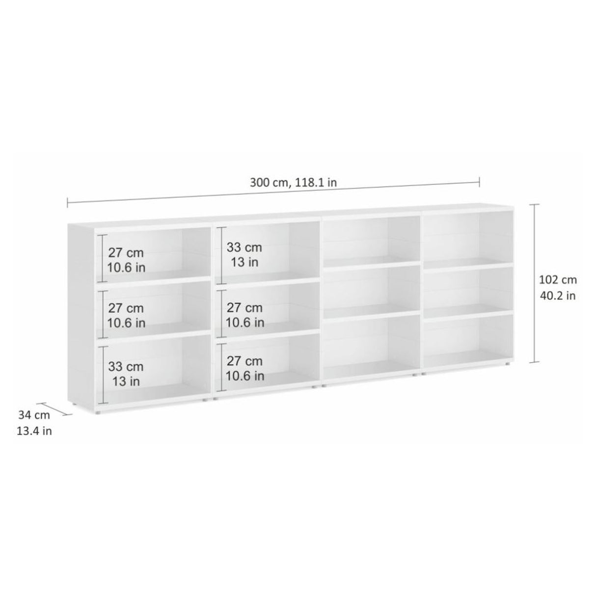 European Made Case Bookcase 4x3 Mix White