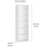 European Made Case Bookcase 1x6 Maxi White