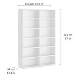 European Made Case Bookcase 2x6 Maxi White
