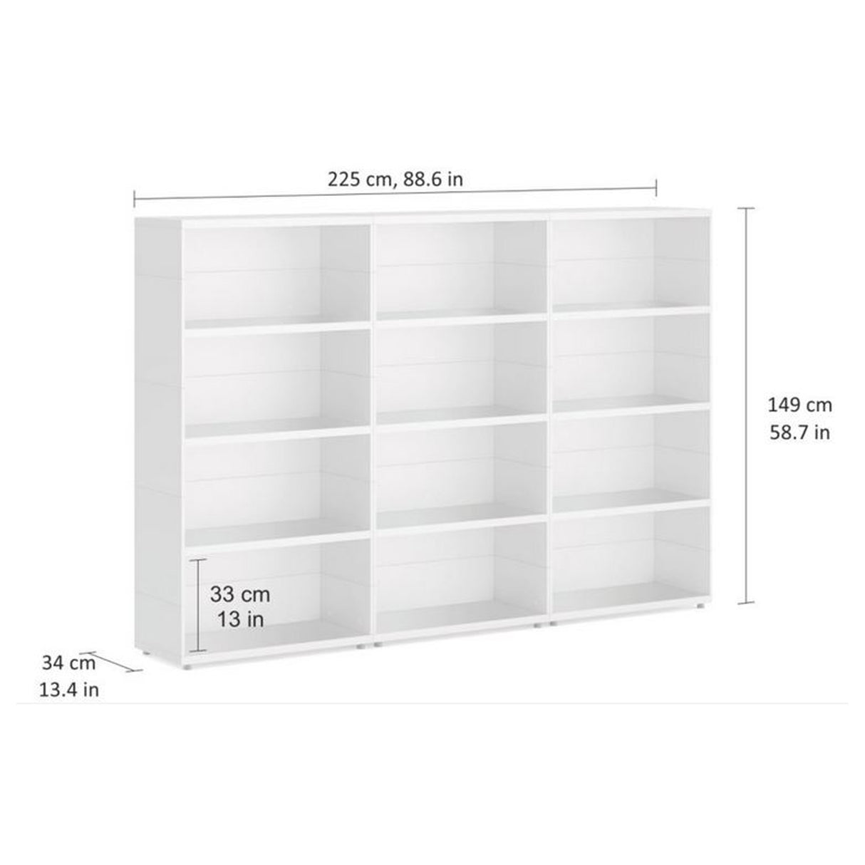 European Made Case Bookcase 3x4 Maxi White