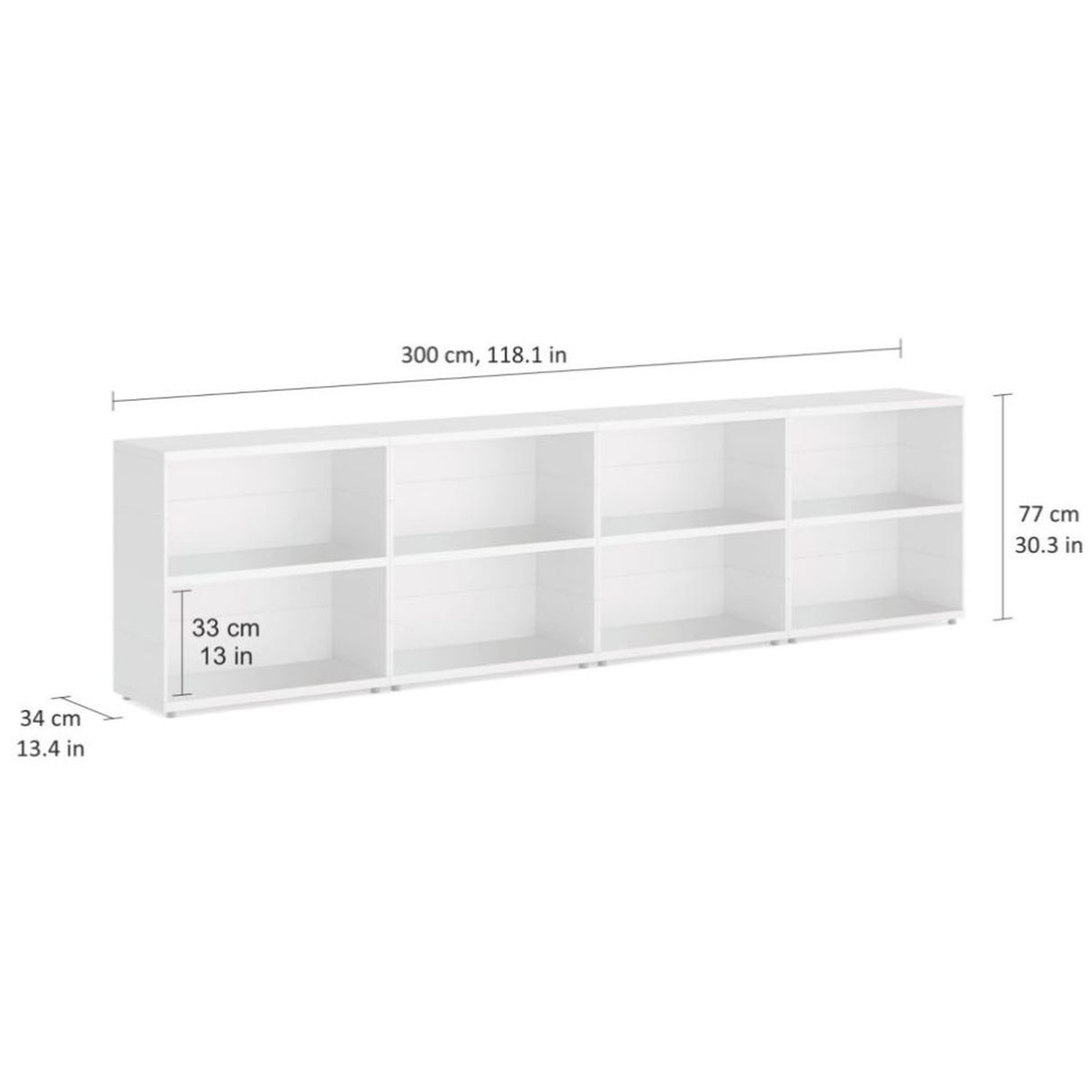 European Made Case Bookcase 4x2 Maxi White