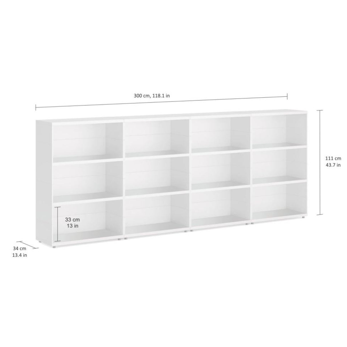 European Made Case Bookcase 4x3 Maxi White