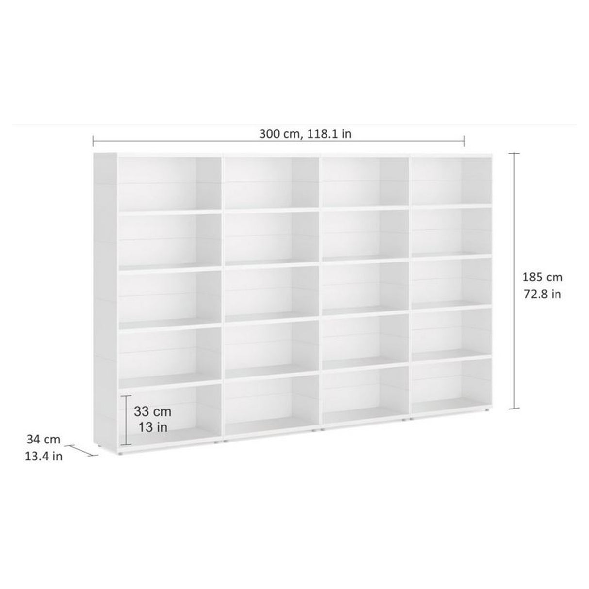 European Made Case Bookcase 4x5 Maxi White