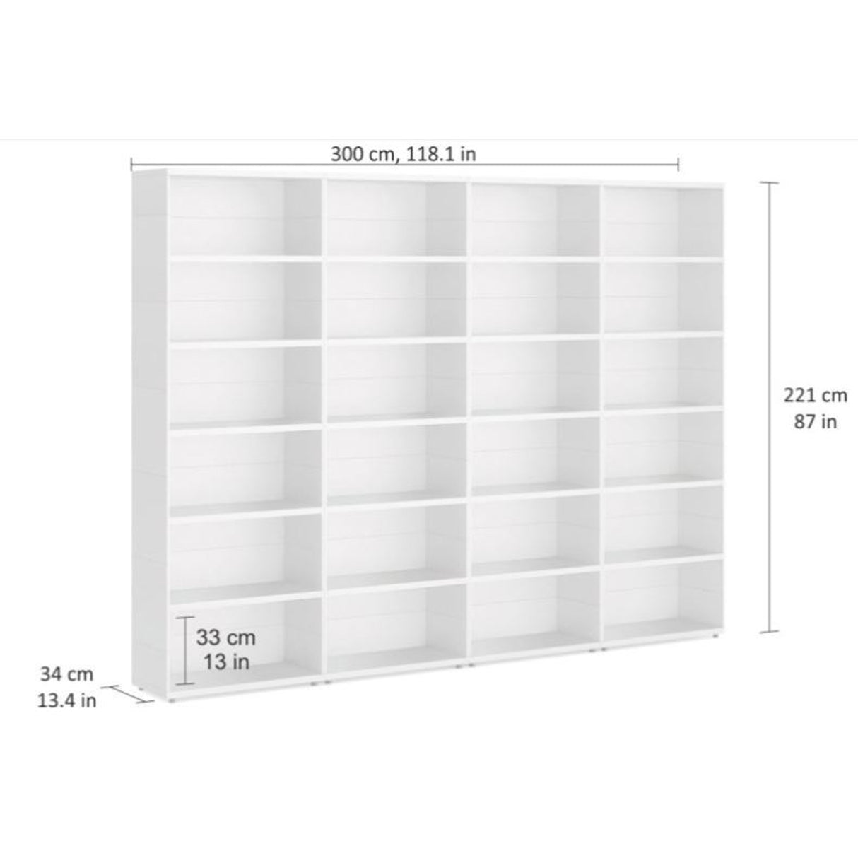 European Made Case Bookcase 4x6 Maxi White