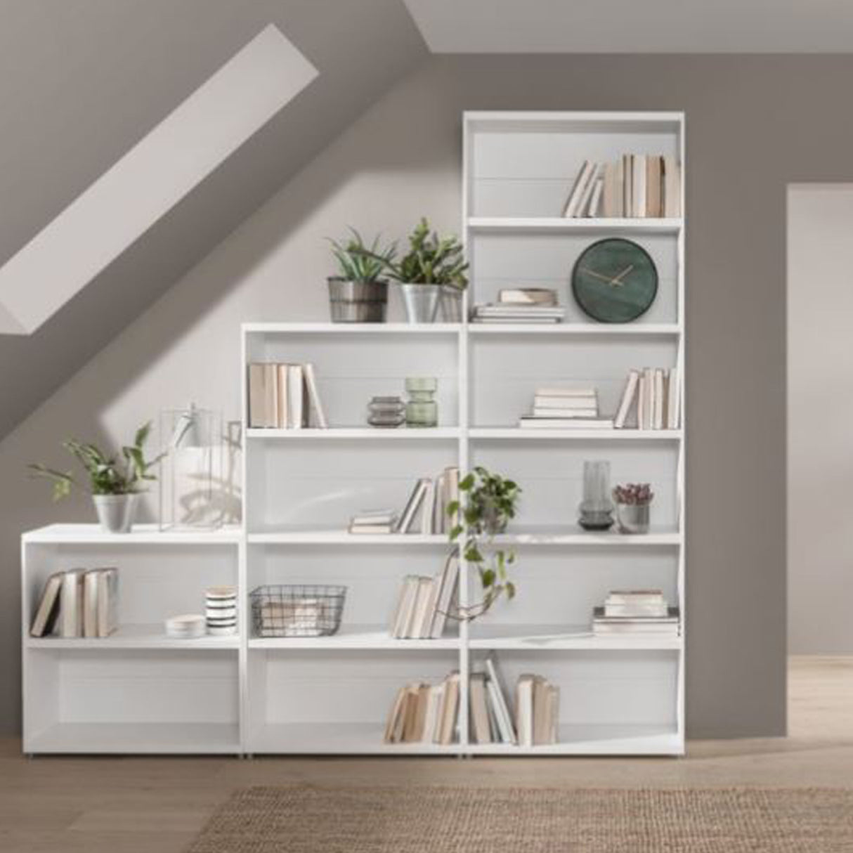 European Made Case Bookcase 3 Step Maxi White