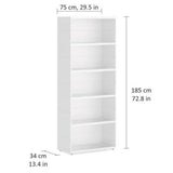 European Made Case Bookcase 1x5 Maxi White