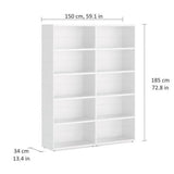 European Made Case Bookcase 2x5 Maxi White