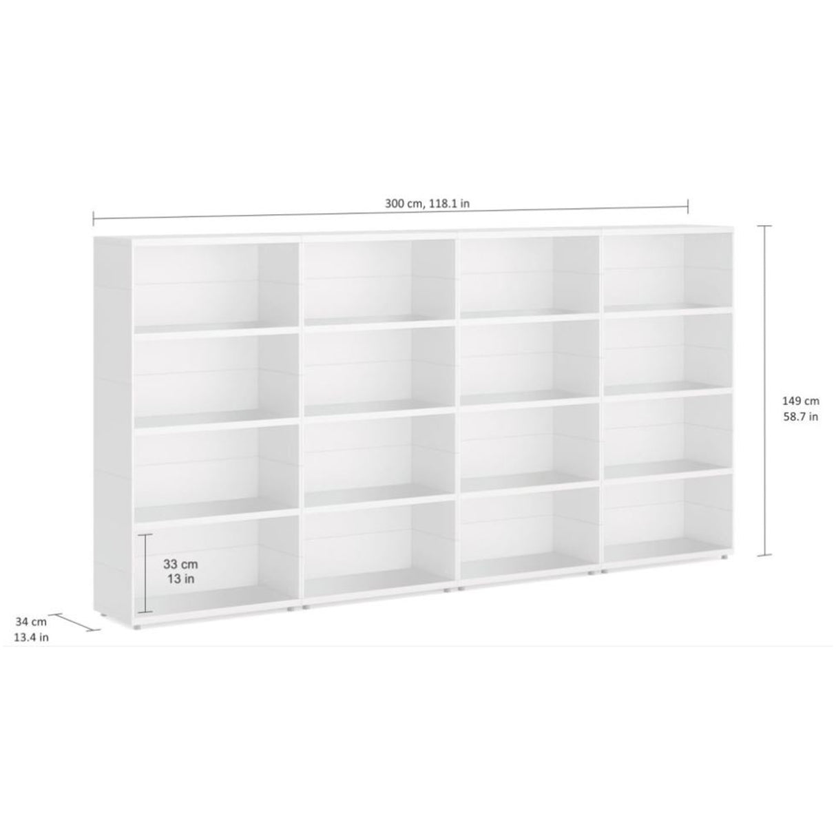 European Made Case Bookcase 4x4 Maxi