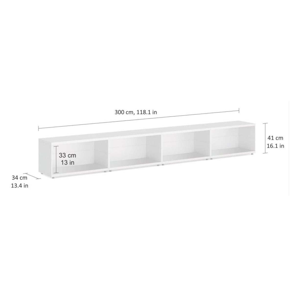 European Made Case Bookcase 4x1 Maxi White