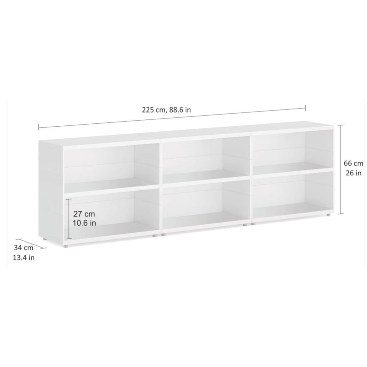 European Made Case Bookcase 3x2 Mini White